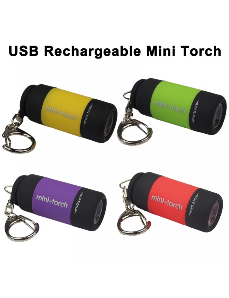 Rechargeable USB Mini LED Torch 0.5W 25 lumens with keyring