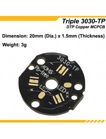 KDLITKER 3030-TP Triple DTP Copper MCPCB for Osram 3030 Series LEDs (2 PCS)