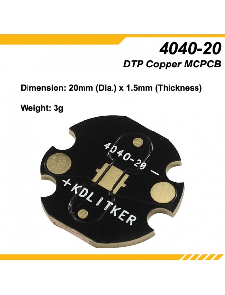 KDLITKER 4040-20 DTP Copper MCPCB for Luxeon V / 4040 LEDs ( 2 pcs )
