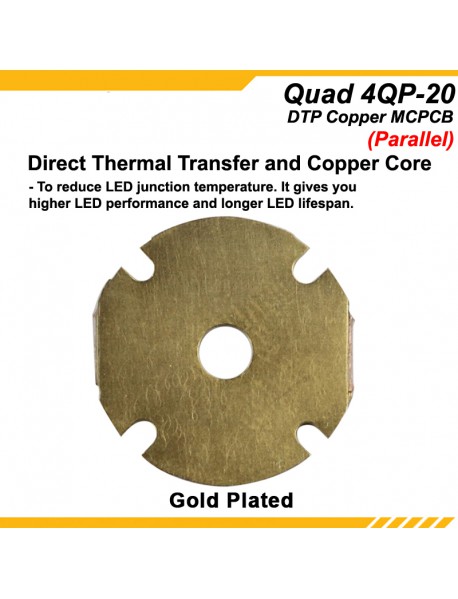 KDLITKER 4QP-20 Quad DTP Copper MCPCB for Cree XP Series / Nichia 219 Series / 3535 LEDs (2 pcs)