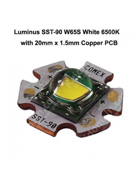 Luminus SST-90 W65S White 6500K LED Emitter with 20mm x 1.5mm Copper PCB ( 1 pc )