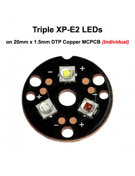 Triple XP-E2 RGB LEDs on KDLITKER 20mm DTP Copper MCPCB Individual with LENs