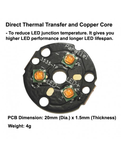 Triple C35 Full Spectrum Pink SMD 3535 LED on 20mm DTP Copper MCPCB Parallel