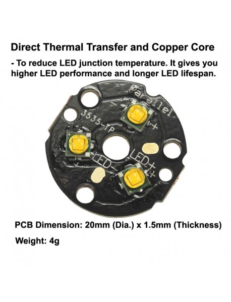 Triple C35 Golden Yellow SMD 3535 LED on 20mm DTP Copper MCPCB Parallel