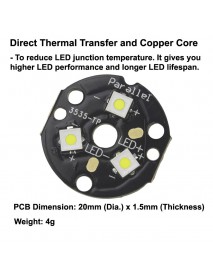 Triple SFT-25R LEDs 7000K 6500K 5700K 5000K on 20mm DTP Copper MCPCB Parallel with LENs