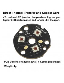 Triple XP-E2 Far Red 730nm LEDs on 20mm DTP Copper MCPCB Parallel with LENs