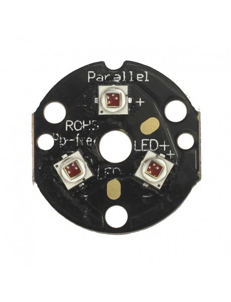 Triple XP-E2 Photo Red 660nm LEDs on 20mm DTP Copper MCPCB Parallel with LENs
