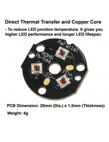 Triple Cree XP-E2 Red 620nm LED Emitter with 20mm DTP Copper MCPCB Parallel with Optics