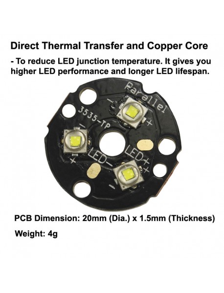 Triple Cree XP-E2 SMD 3535 LED on 20mm DTP Copper MCPCB Parallel