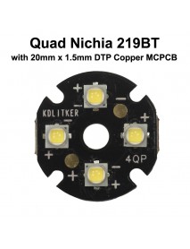 Quad Nichia 219BT LED Emitter with 20mm DTP Copper MCPCB (Parallel) and Optics