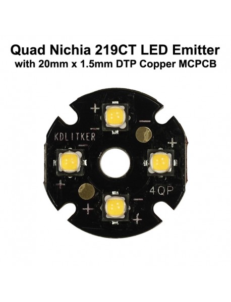 Quad Nichia 219CT LED Emitter with 20mm DTP Copper MCPCB Parallel with Optics