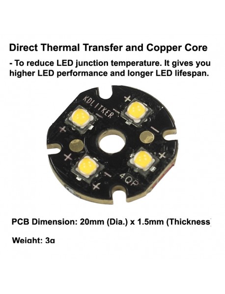 Quad Nichia 219CT LED Emitter with 20mm DTP Copper MCPCB Parallel with Optics