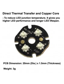 Quad Cree XP-E2 Blue 470nm LED Emitter with with 20mm DTP Copper MCPCB Parallel with Optics