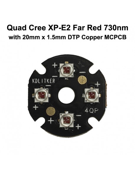 Quad Cree XP-E2 Far Red 730nm LED Emitter with 20mm DTP Copper MCPCB Parallel with Optics