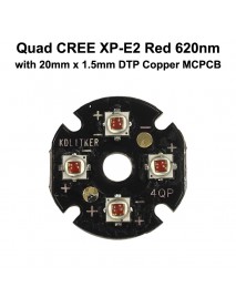 Quad Cree XP-E2 Red 620nm LED Emitter with 20mm DTP Copper MCPCB Parallel with Optics