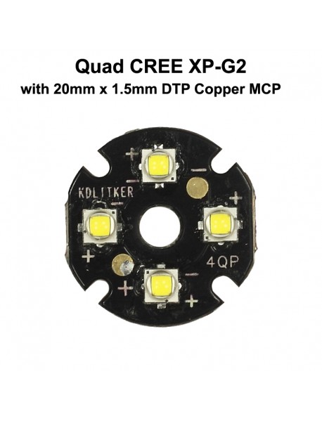 Quad Cree XP-G2 LED Emitter with 20mm DTP Copper MCPCB Parallel with Optics