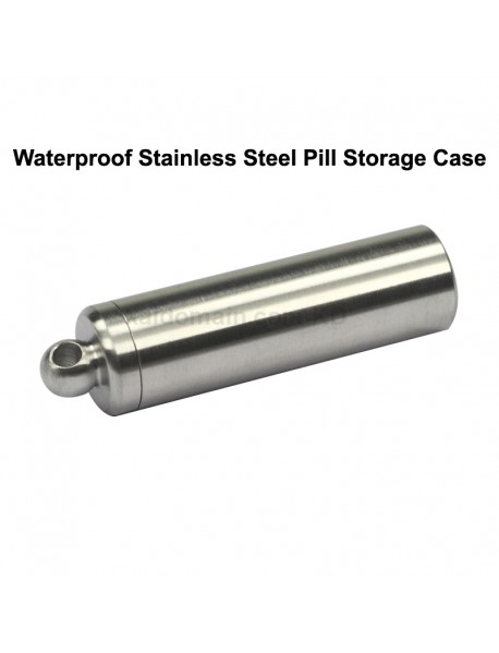 58mm (L) x 15mm (D) Stainless Steel Pill Storage Case