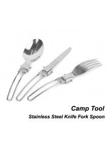 Outdoor Stainless Steel Fold Knife Fork Spoon (1 Set)