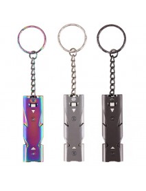 57mm (L) Stainless Steel Dual-tube Whistle Keychain EDC Emergency Tool