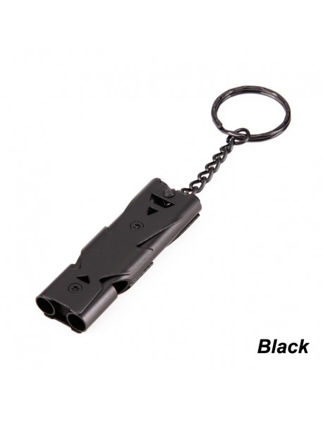 57mm (L) Stainless Steel Dual-tube Whistle Keychain EDC Emergency Tool