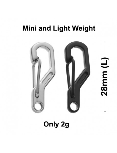 28mm Mini Aluminum Carabiner D-Shaped Keychain Clip (2 PCS)