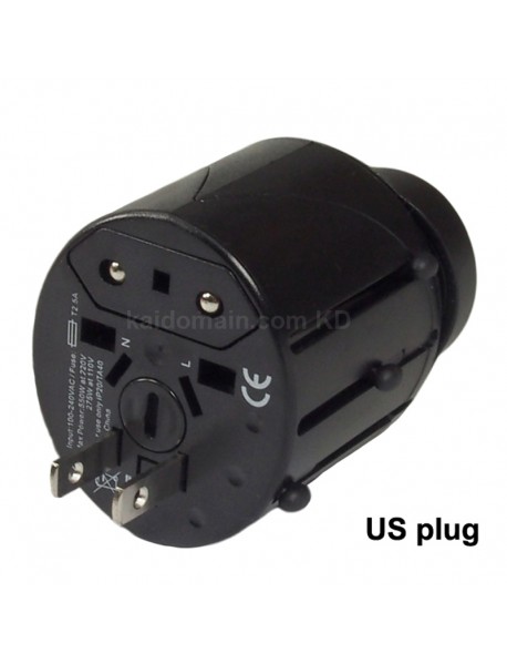 KCF-031 Universal USB Travel AC Power Adapter 6A 110V - 240V - Black (1 pc) 