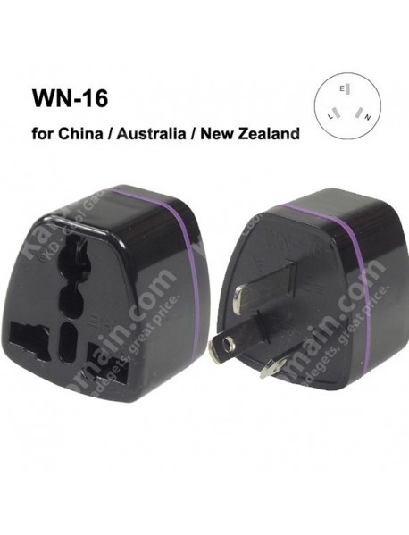 WN-16 Universal CN/AU/NZ Travel AC Power Adapter Plug - Black (1 pc)