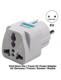 KAS-008 Universal EU(4.8mm Dia.) Travel AC Power Adapter Plug 10A AC 250V - White (1 pc)
