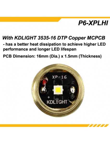 KDLITKER P6-XPLHI Cree XP-L HI 800 Lumens 3V - 9V LED P60 Drop-in Module