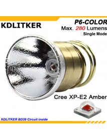KDLITKER P6-COLOR Cree XP-E2 Amber 585nm 280 Lumens 3V - 9V 1-Mode OP P60 Drop-in