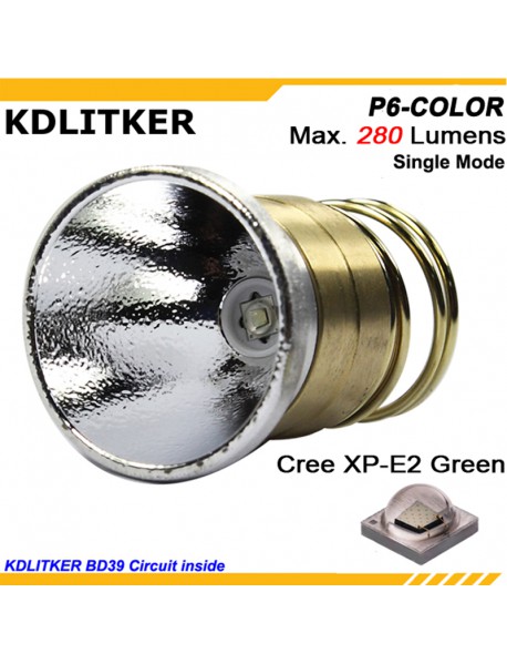 KDLITKER P6-COLOR Cree XP-E2 Green 530nm 280 Lumens 3V - 9V 1-Mode OP P60 Drop-in