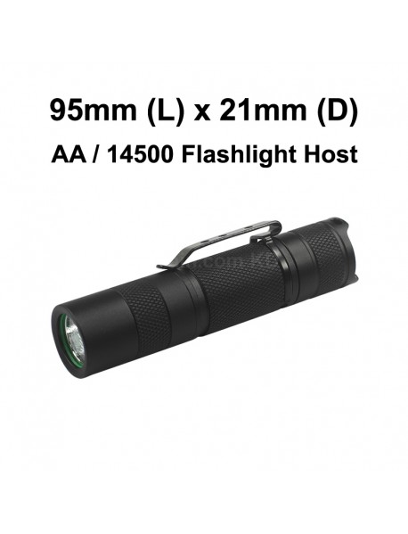 95mm (L) x 21mm (D) LED Flashlight Host - Black ( 1xAA / 1x14500 )