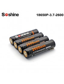 Soshine 18650P 3.7V 2600mAh Rechargeable 18650 Battery (4 pcs)