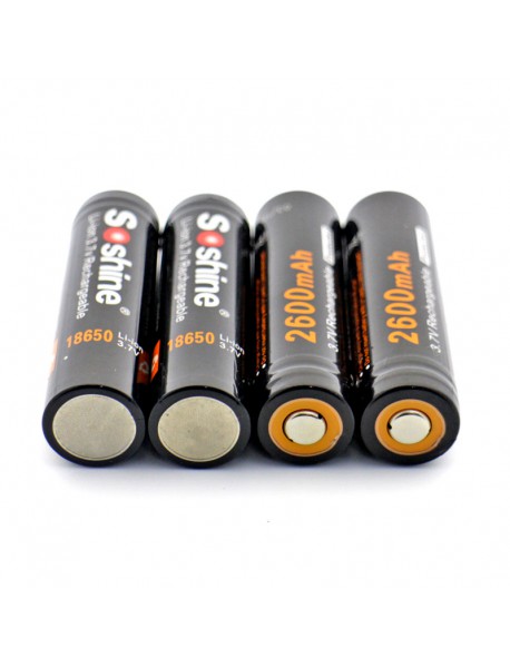 Soshine 18650P 3.7V 2600mAh Rechargeable 18650 Battery (4 pcs)