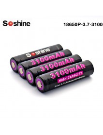 Soshine 18650P 3.7V 3100mAh Rechargeable 18650 Battery (4 pcs)