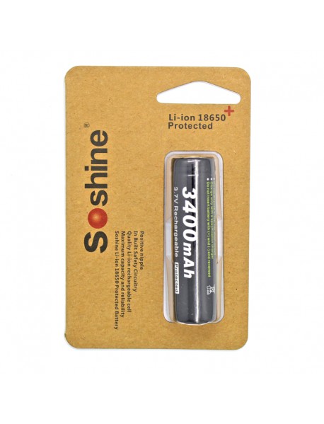 Soshine 18650P 3.7V 3400mAh Rechargeable 18650 Battery (4 pcs)