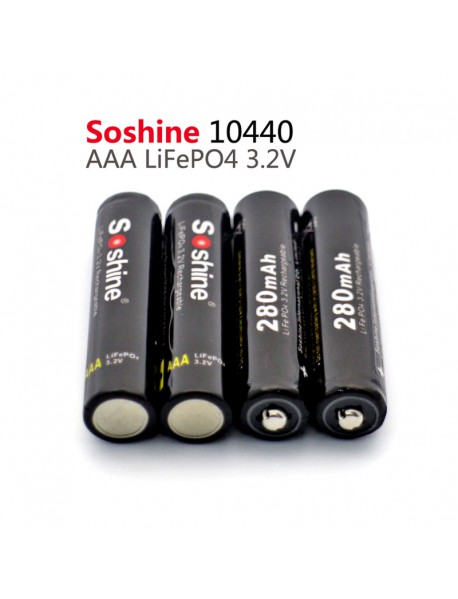 Soshine LiFePO4 10440 3.2V 280mAh Rechargeable 10440 Battery (4 pcs)