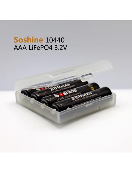 Soshine LiFePO4 10440 3.2V 280mAh Rechargeable 10440 Battery (4 pcs)