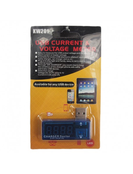 KW201 Digital USB Current And Voltage Meter with Red Digital Display