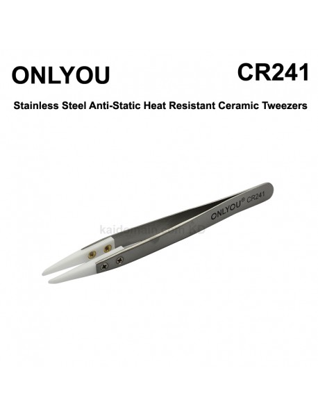 ONLYOU CR Stainless Steel Precision Straight Anti-Static Heat Resistant Ceramic Tweezers