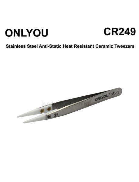 ONLYOU CR Stainless Steel Precision Straight Anti-Static Heat Resistant Ceramic Tweezers