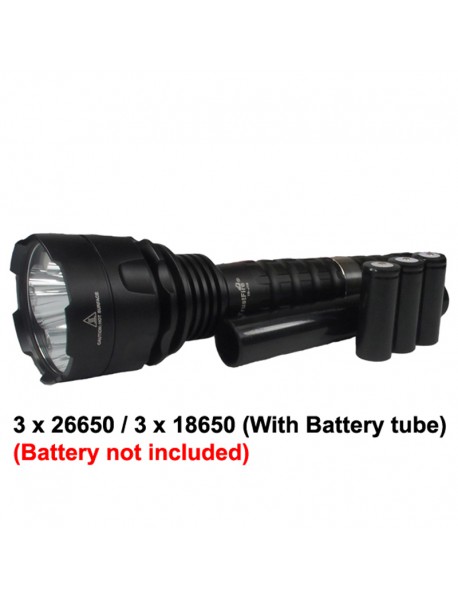 TrustFire TR-J19 3 x Cree XM-L2 4000 Lumens 5-Mode LED Flashlight - Black (3x18650 / 3x26650)