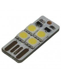 Single Sided Touchable USB 4 x LED 0.5W White Mini USB LED Light - White (1 pcs)