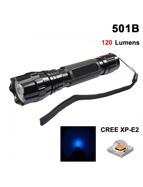 501B Cree XP-E2 Blue 470nm 3V - 4.5V OP P60 LED Flashlight - Black ( 1x18650 )