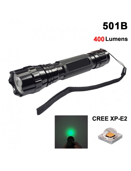 501B Cree XP-E2 Green 530nm 3V - 4.5V OP P60 LED Flashlight - Black ( 1x18650  )