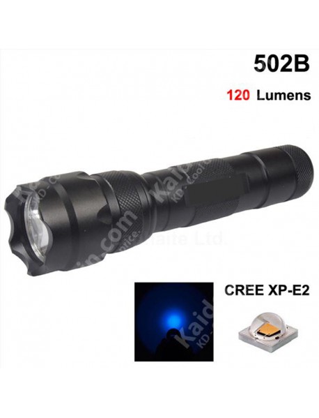 502B Cree XP-E2 Blue 470nm 3V - 4.5V 3-Mode OP P60 LED Flashlight - Black ( 1x18650 )