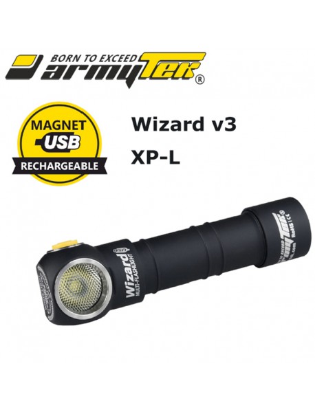 Armytek Wizard v3 XP-L Magnet USB Warm White 1160 lumens 6-Mode LED Flashlight (1x18650 / 2xCR123A)