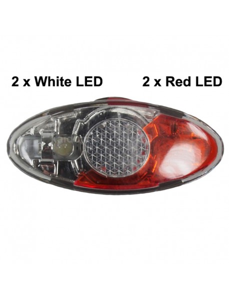 KXC-776W Red and White LED 4-Mode Safety Bike Rear Light - Black ( 2xCR2032 )