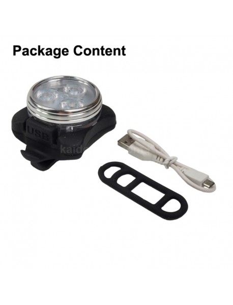 3 x LED 4-Mode White USB Rechargeable Safety Bike Light - Black