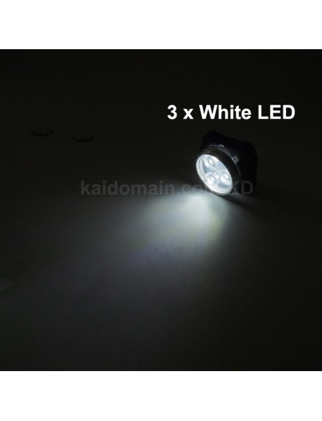 3 x LED 4-Mode White USB Rechargeable Safety Bike Light - Black